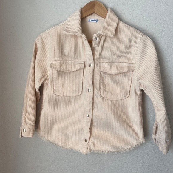 Girls Mayoral Corduroy Cream Overshirt Shacket 100% Cotton - Size 8 - EUC - Picture 4 of 6